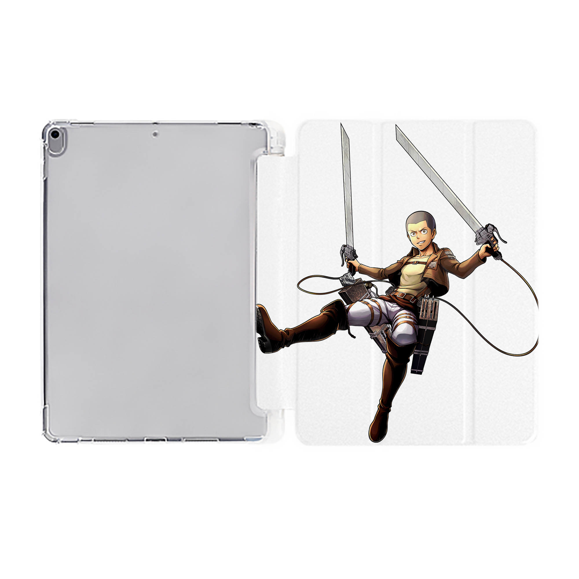 （画像用） 進撃の巨人 コニー·スプリンガー Attack on Titan Connie Springer IPad ケース ペン収納付き 三つ折りスタンド PUレザー×シリコン 対応機種9.5/10.5/10.9インチ